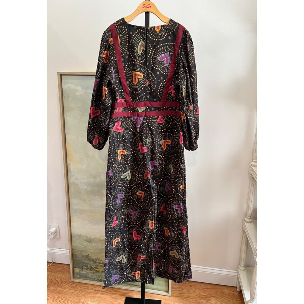 Anthropologie Farm Rio Deep-V Hearts Print Wide-Leg Jumpsuit Size Medium - Picture 7 of 7